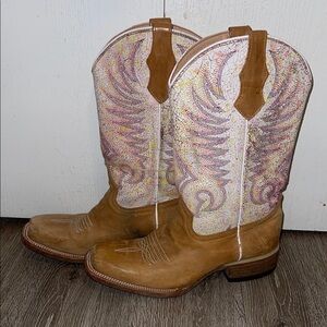 Circle g Colorful Western Cowboy Boots size 4 square toe girls